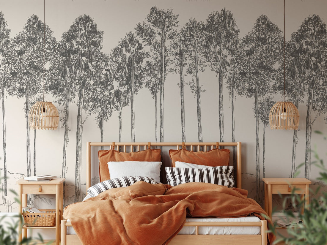 Charcoal Woodland Wallpaper | Sample - Munks and Me Wallpaper