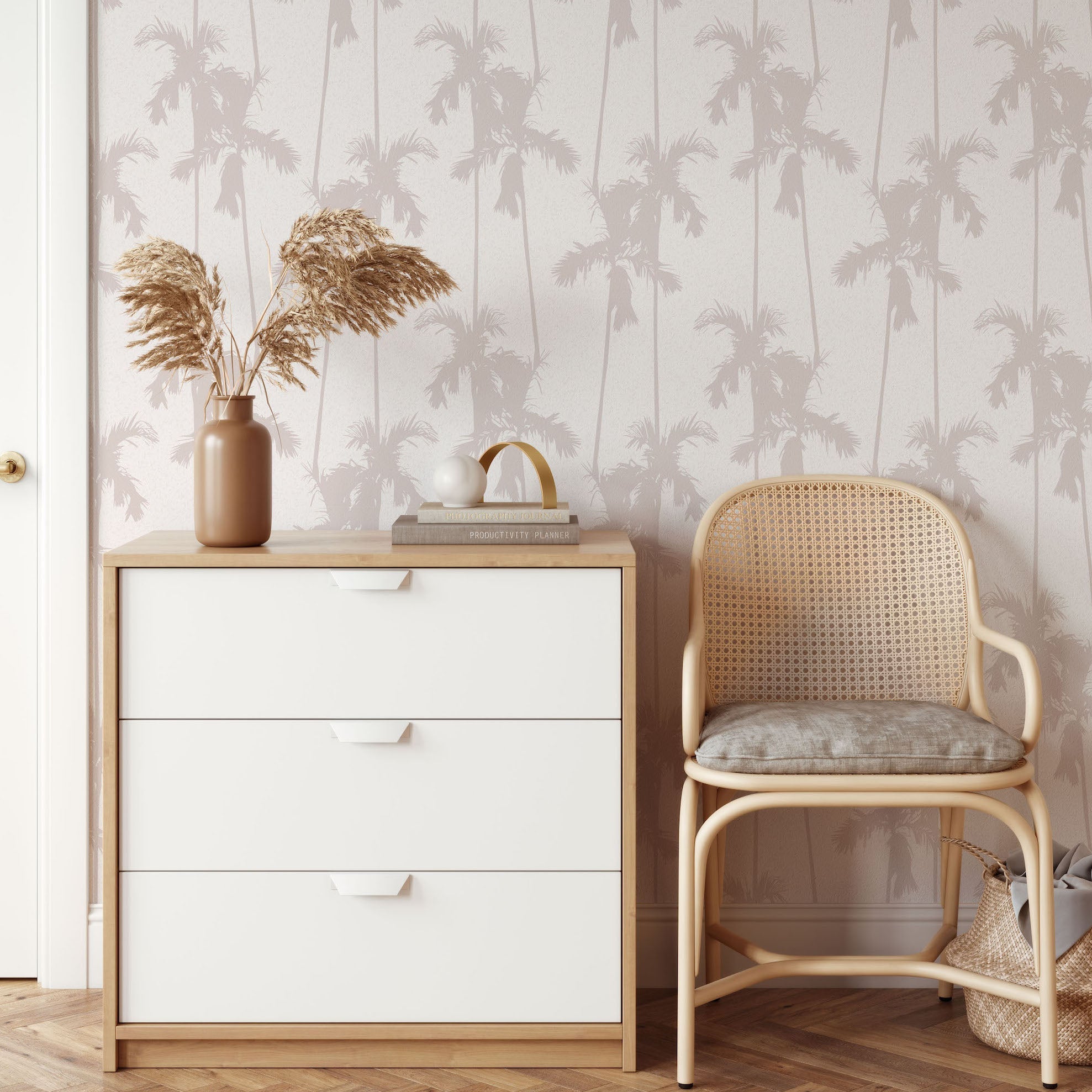 Clay Palm Print Wallpaper Repeat Pattern | Rose - Munks and Me Wallpaper