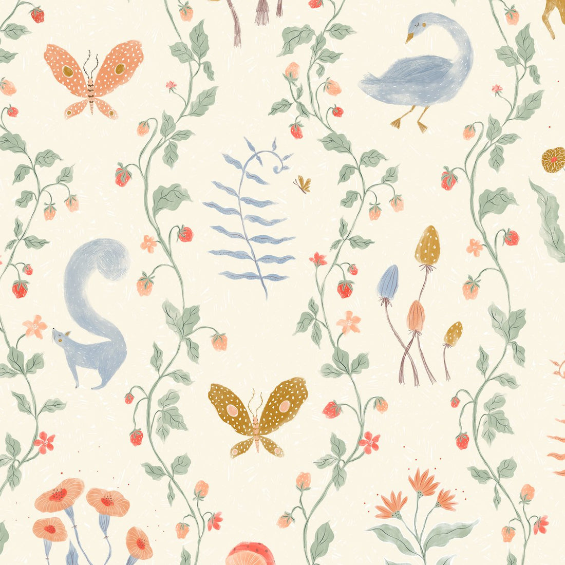 Coles Berry Patch Wallpaper Repeat Pattern | Sample - Munks and Me Wallpaper