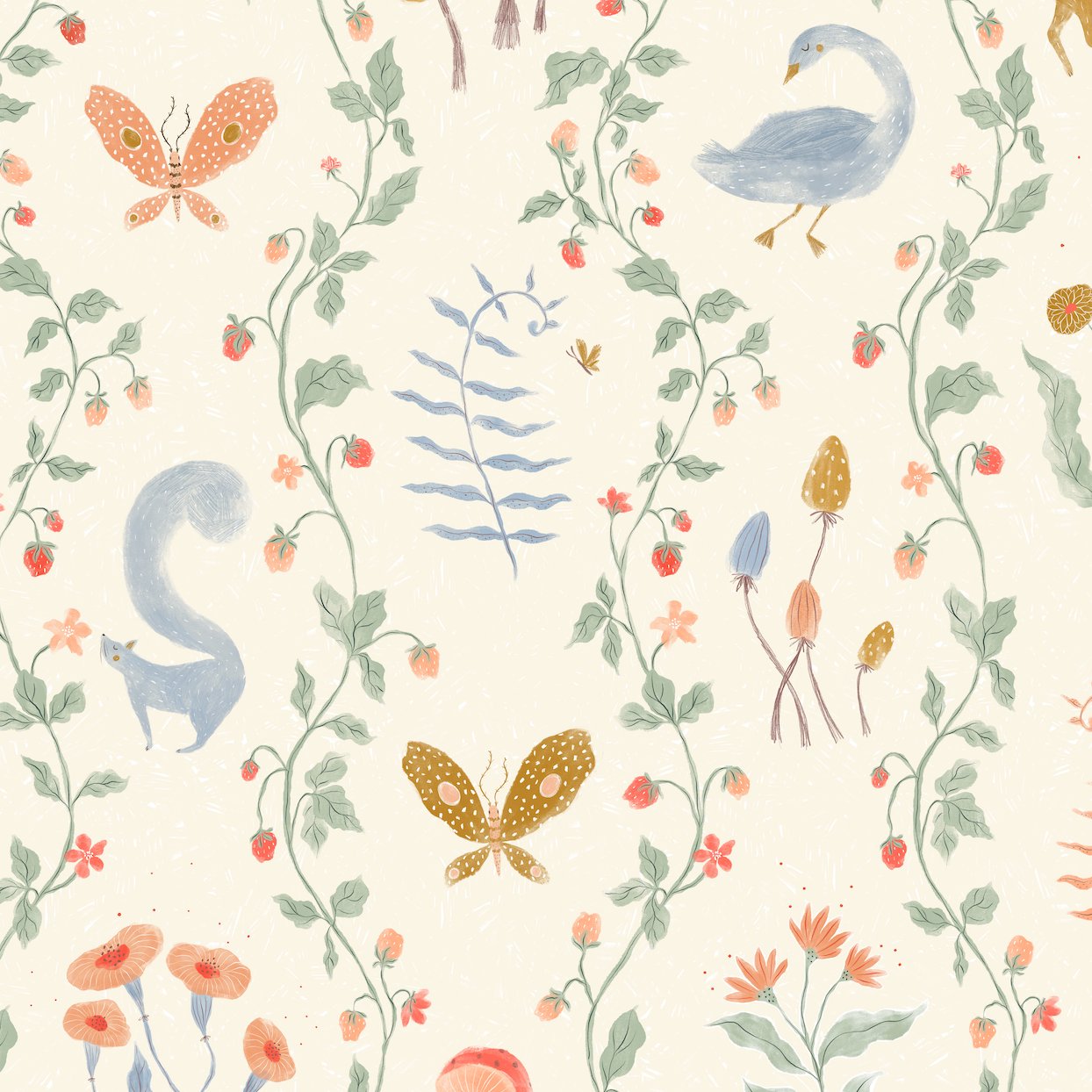 Coles Berry Patch Wallpaper Repeat Pattern | Sample - Munks and Me Wallpaper