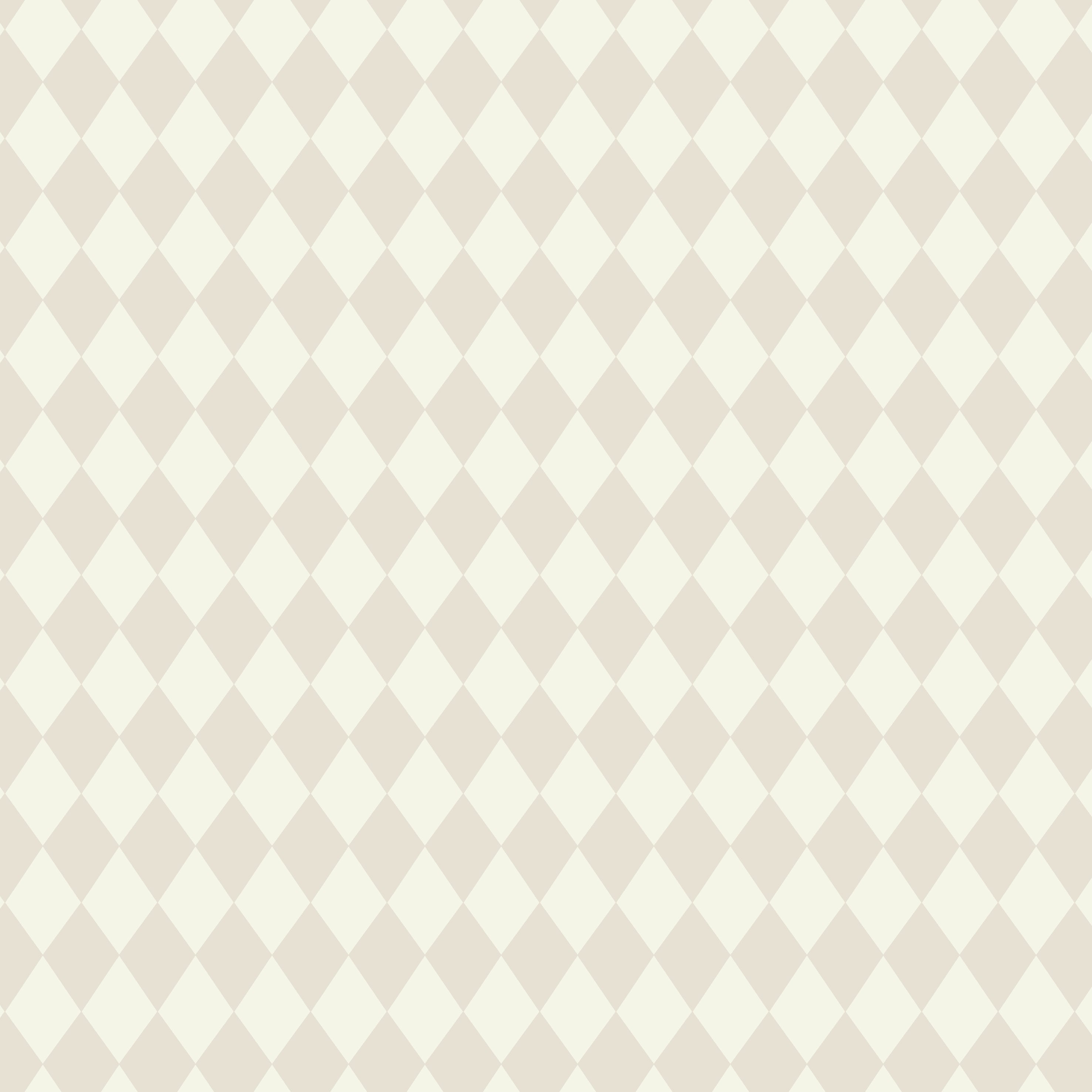 Diamond Dancer Wallpaper, Cream features a seamless harlequin pattern with alternating light beige and off-white diamonds, offering a subtle, neutral geometric background perfect for cream or textured wallpaper designs.