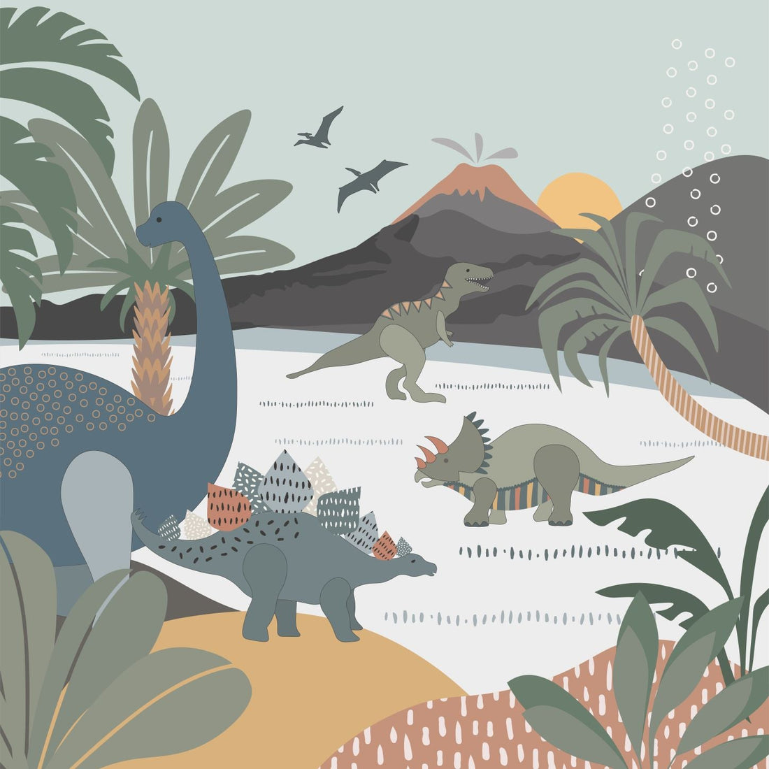 Dinosaur and Friends Wallpaper | Sample - Munks and Me Wallpaper