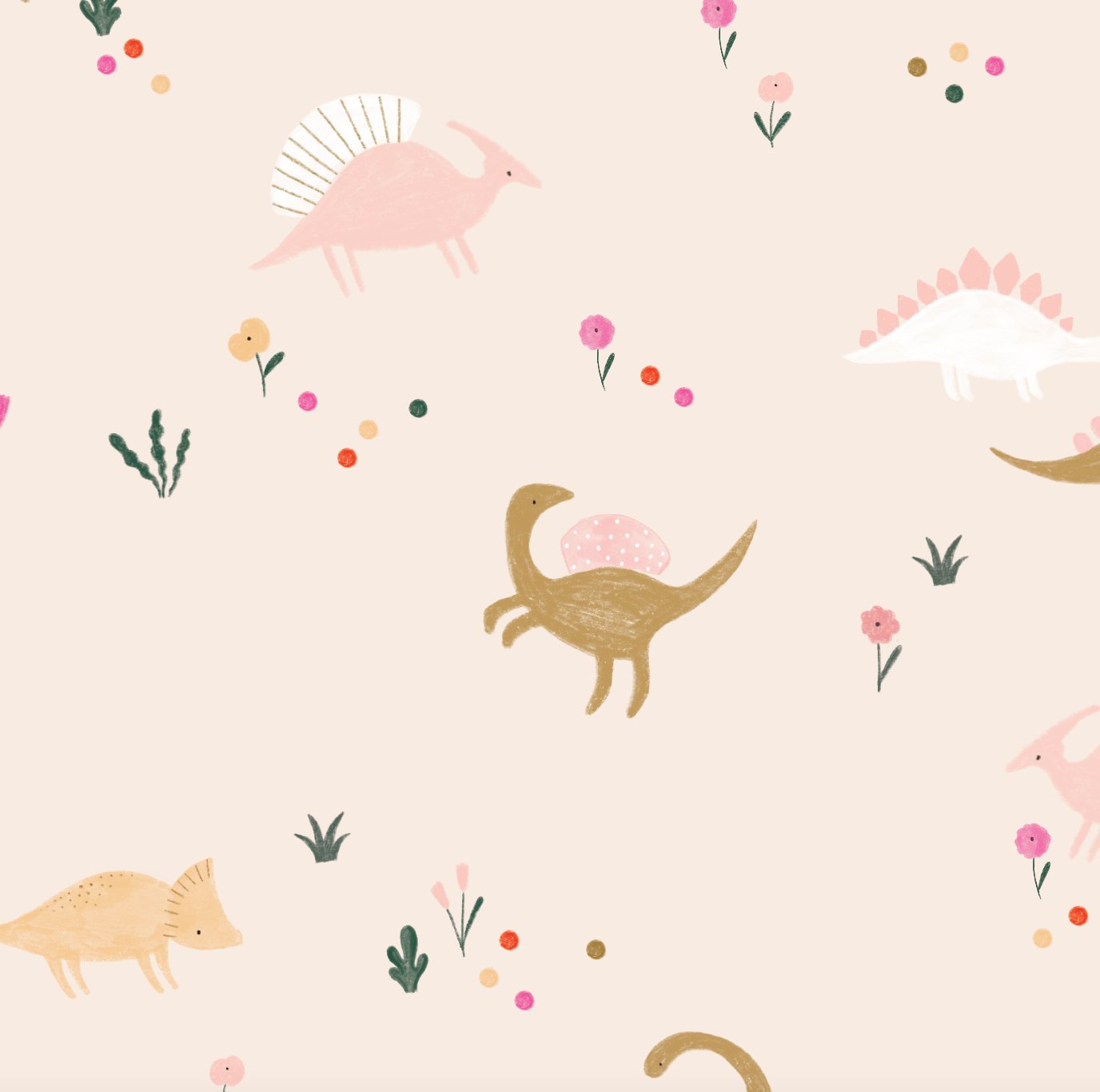 Dixie Dinosaur Repeat Pattern Wallpaper | Sample - Munks and Me Wallpaper