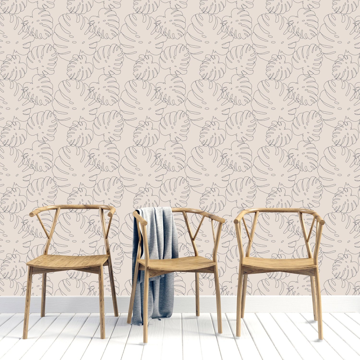 Elle Monstera Leaf Print Wallpaper Repeat Pattern - Munks and Me Wallpaper