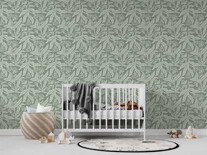 Elodies Thistle Wallpaper Repeat Pattern Sage - Munks and Me Wallpaper