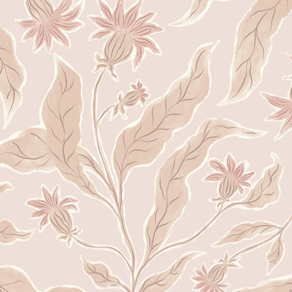 Elodies Thistle Wallpaper Repeat Pattern Sand - Munks and Me Wallpaper