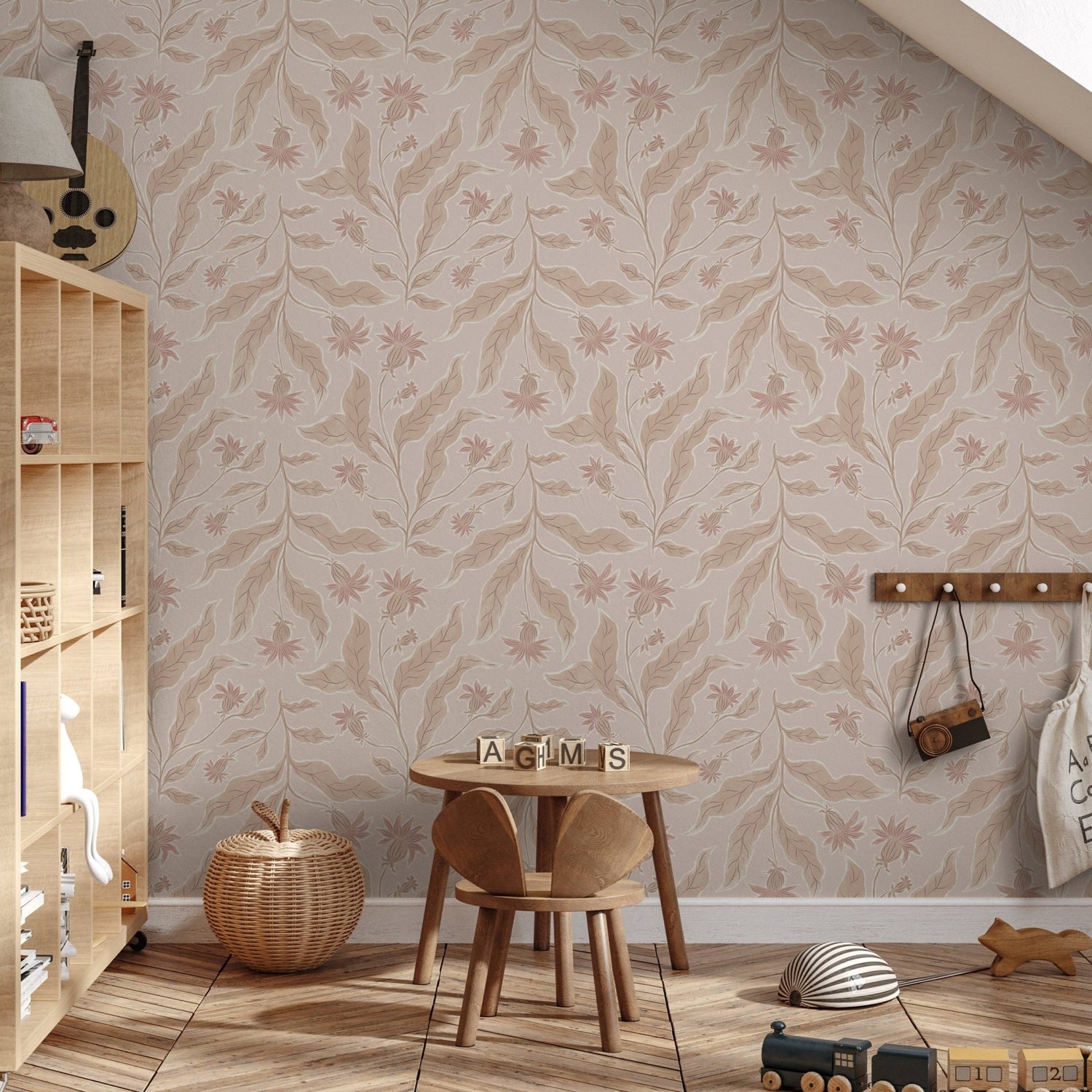 Elodies Thistle Wallpaper Repeat Pattern Sand - Munks and Me Wallpaper