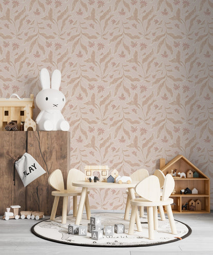 Elodies Thistle Wallpaper Repeat Pattern Sand - Munks and Me Wallpaper