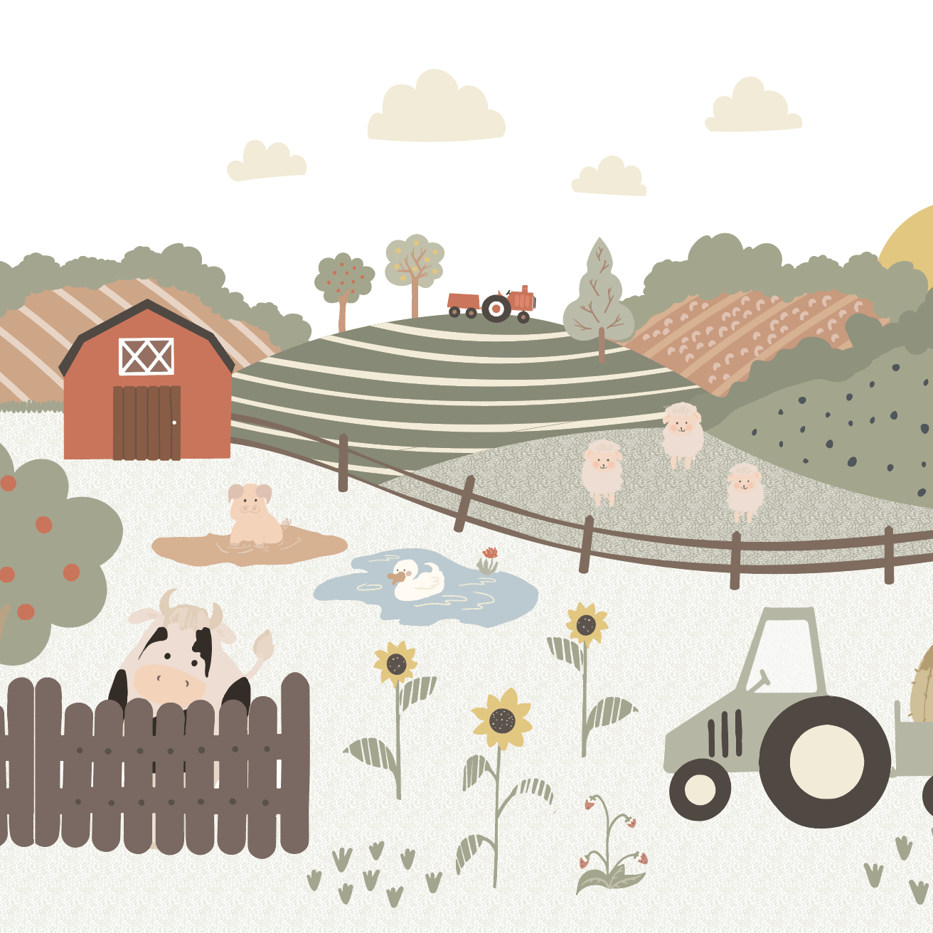 Farmyard Wallpaper Sample - Munks and Me Wallpaper