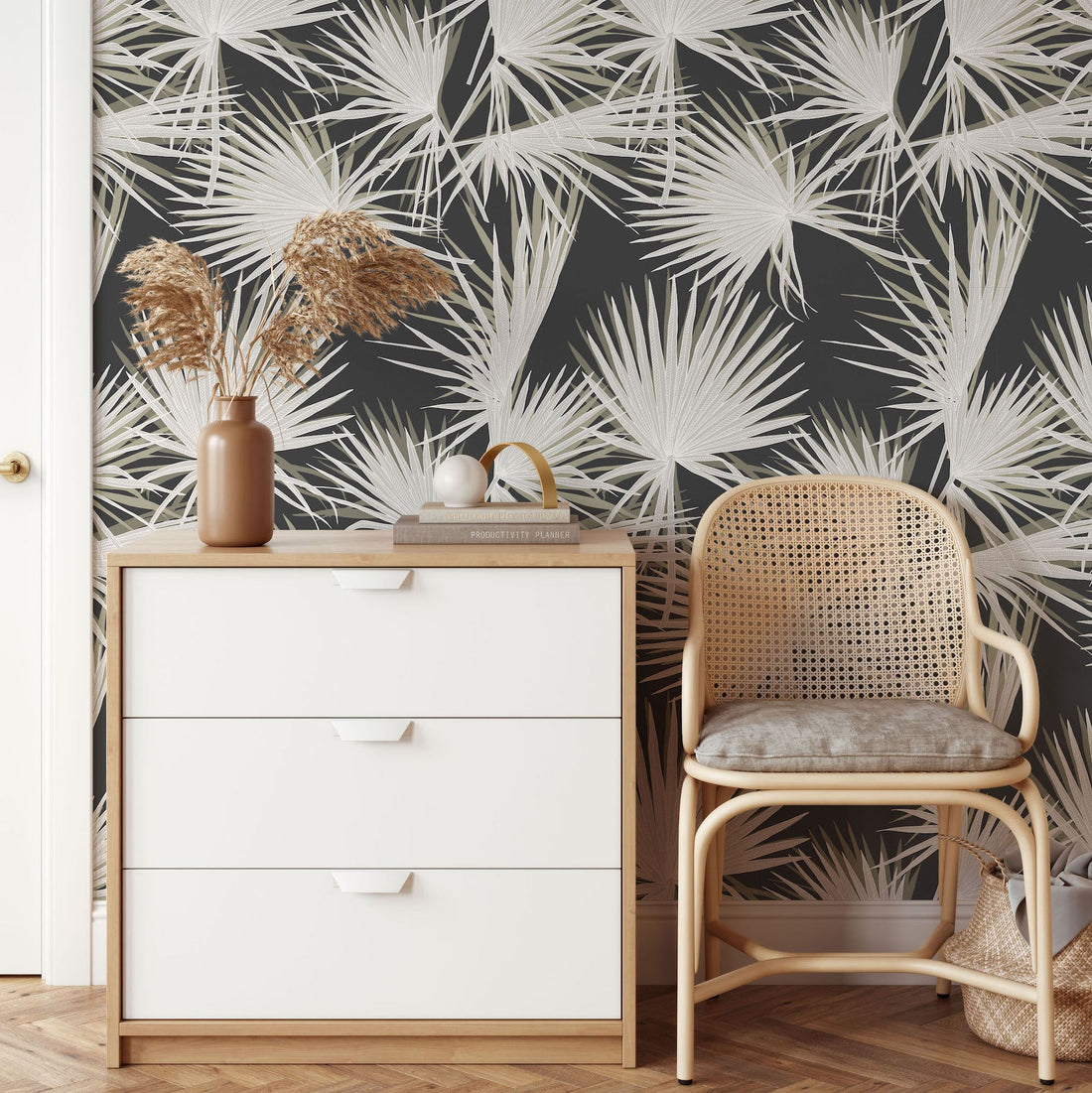 Finn Palm Print Wallpaper | Sample - Munks and Me Wallpaper