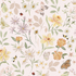 Garden Symphony Wallpaper Repeat Pattern features seamless watercolor-style flowers, butterflies, bees, and ladybugs on a light beige background, creating a soft springtime ambiance.