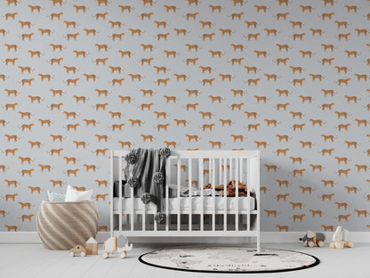 Goldies Cheetah Repeat Pattern Blue - Munks and Me Wallpaper