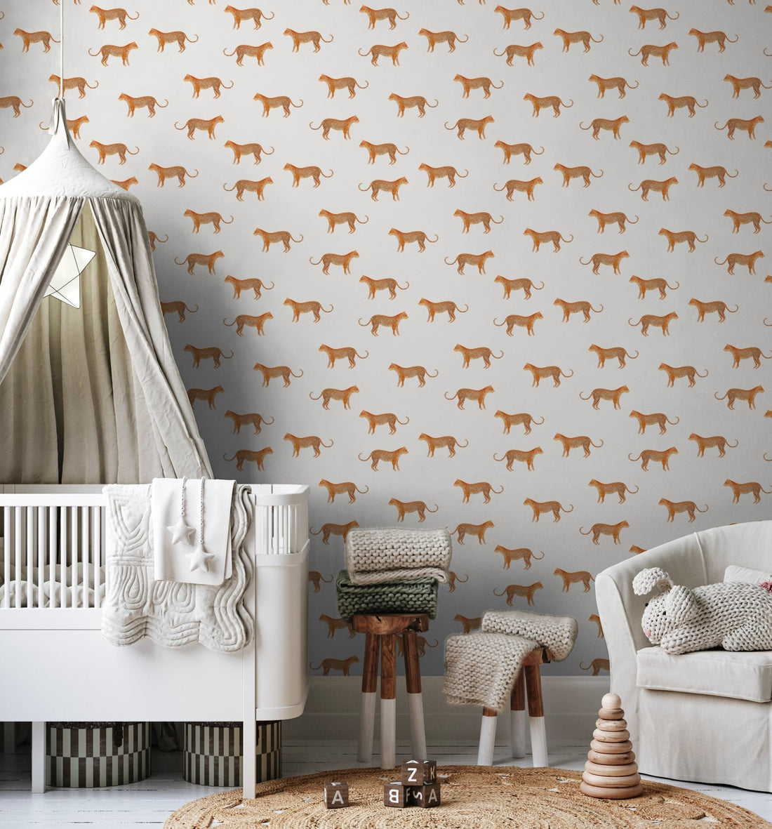 Goldies Cheetah Repeat Pattern Cream | Sample - Munks and Me Wallpaper