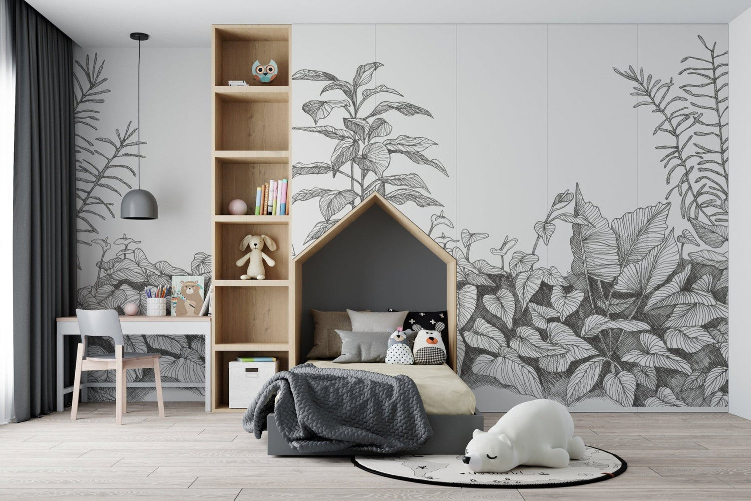 Greenhouse Wallpaper Mural | Charcoal - Munks and Me Wallpaper