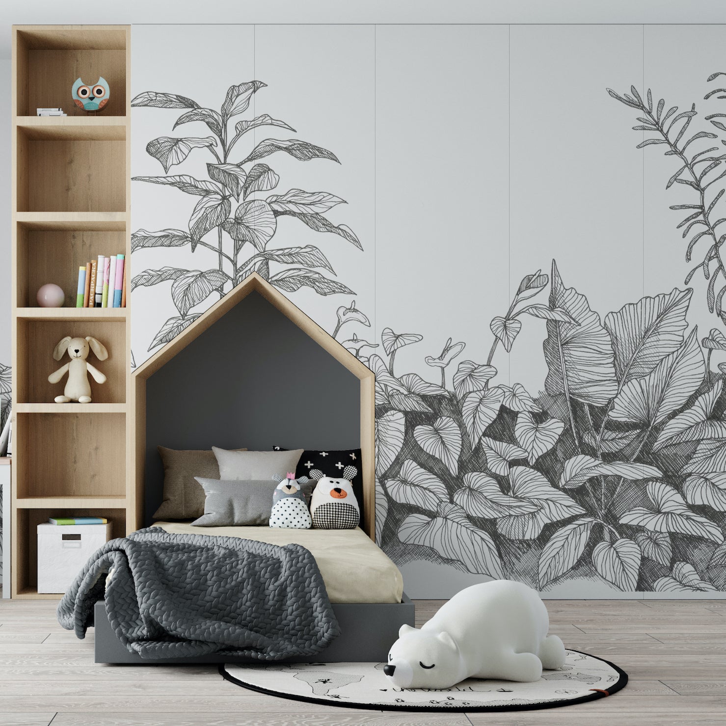 Greenhouse Wallpaper Mural | Charcoal - Munks and Me Wallpaper