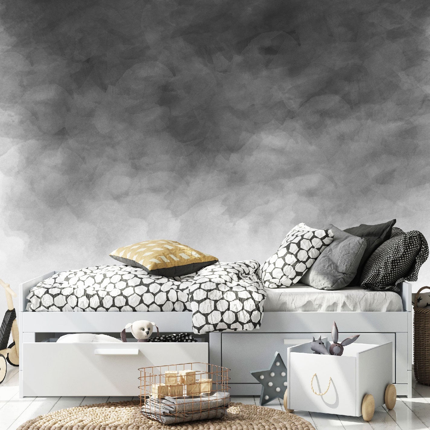 Grey Watercolour Wallpaper | Sample - Munks and Me Wallpaper