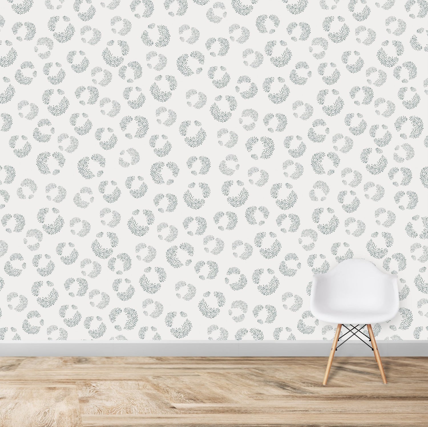 Hallie Leopard Print Wallpaper Repeat Pattern | Light Blue - Munks and Me Wallpaper