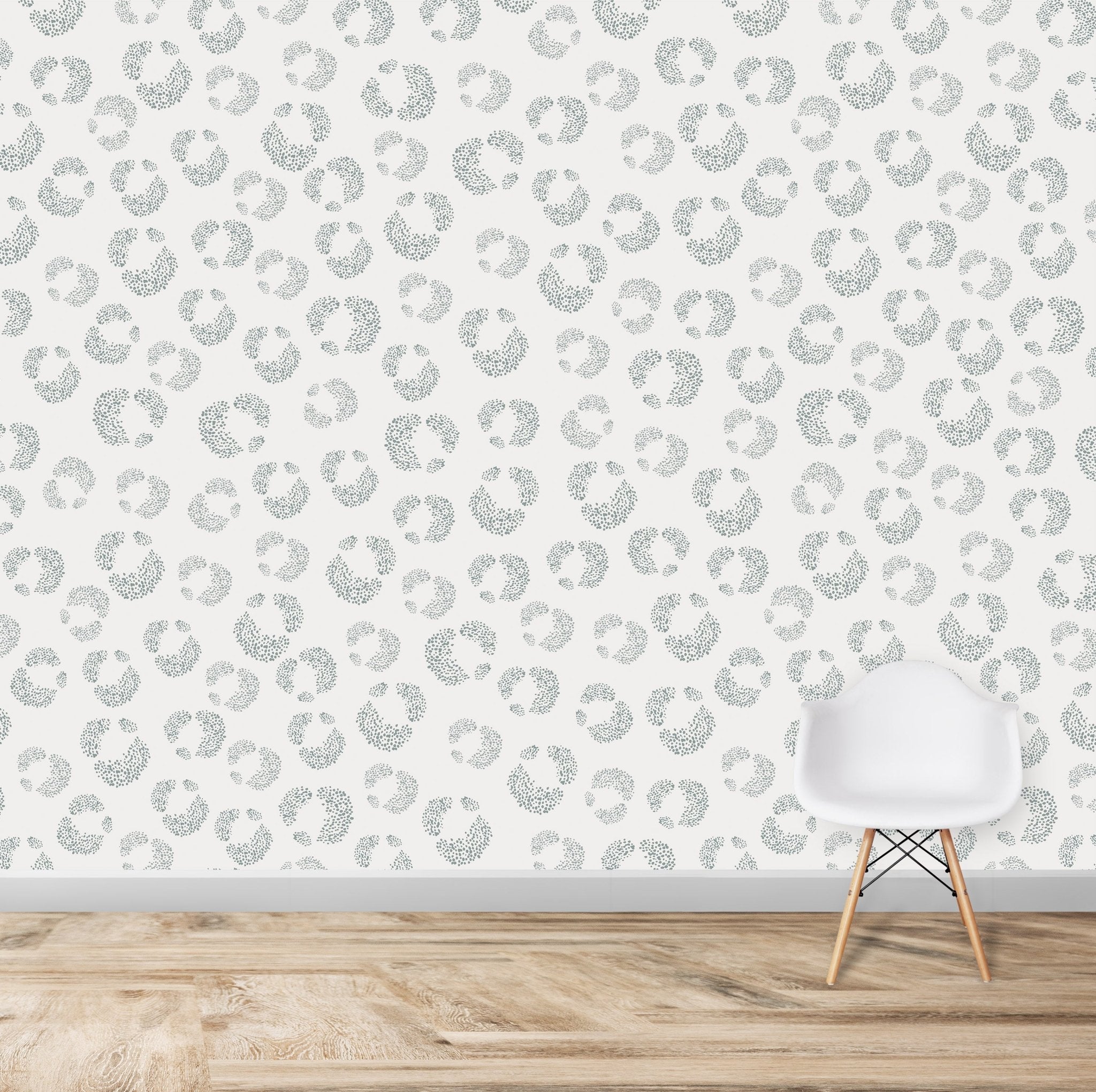 Hallie Leopard Print Wallpaper Repeat Pattern | Light Blue - Munks and Me Wallpaper