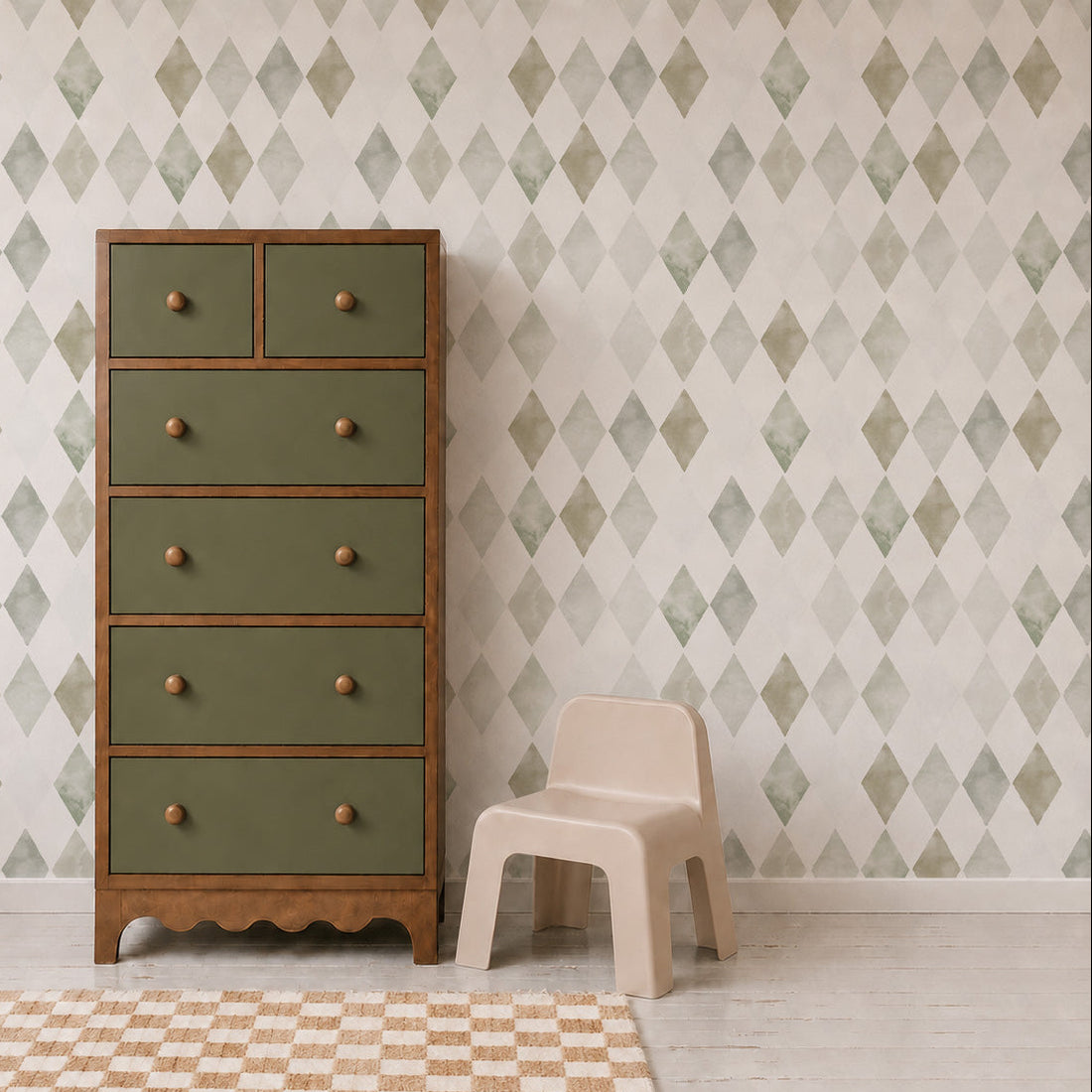 harlequin sage green wallpaper for kids and nursery