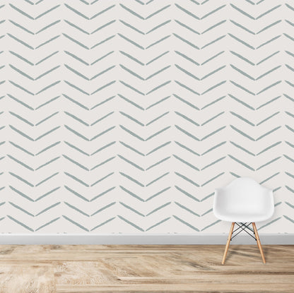 Herringbone Wallpaper Repeat Pattern | Blue - Munks and Me Wallpaper