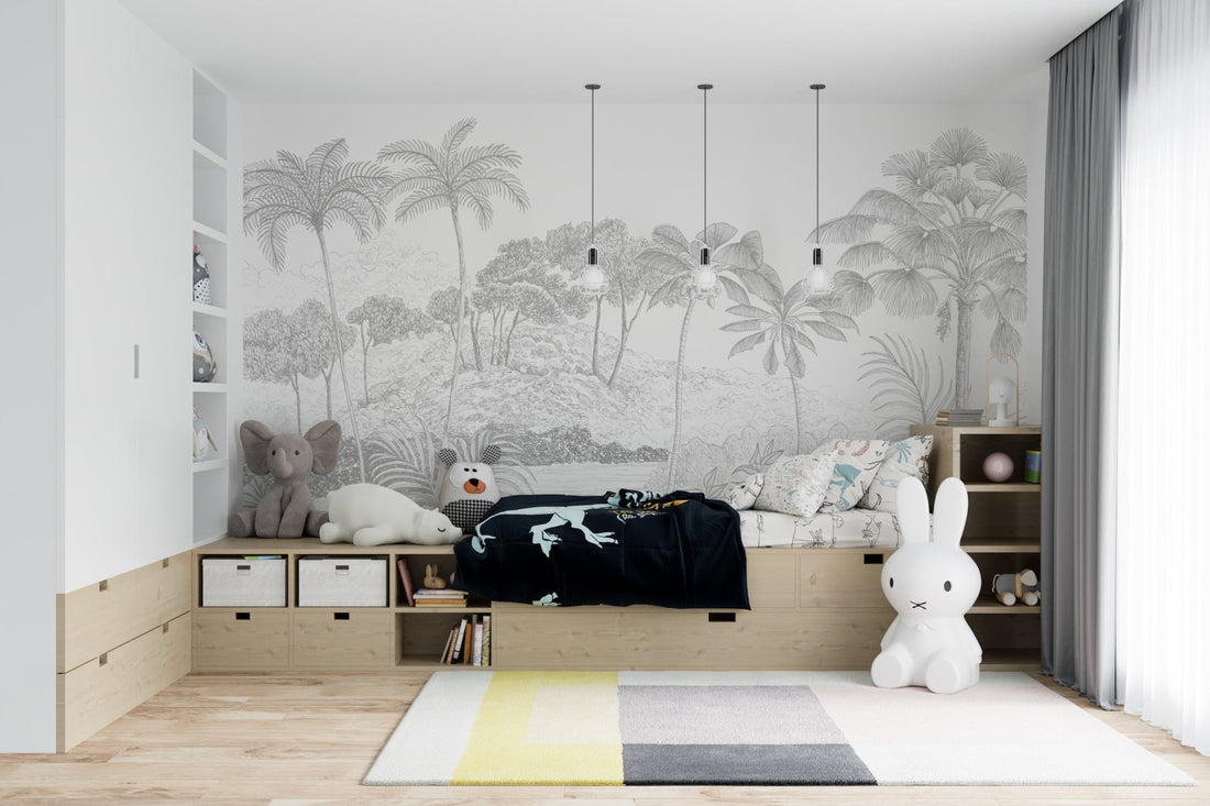 Jungle Palm Wallpaper Mural | Ash - Munks and Me Wallpaper