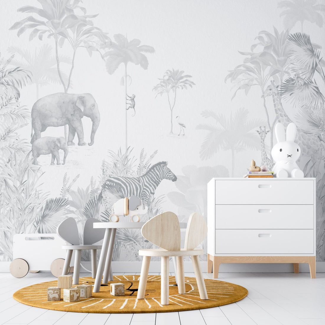 Jungle Wallpaper Mural | Blue - Munks and Me Wallpaper