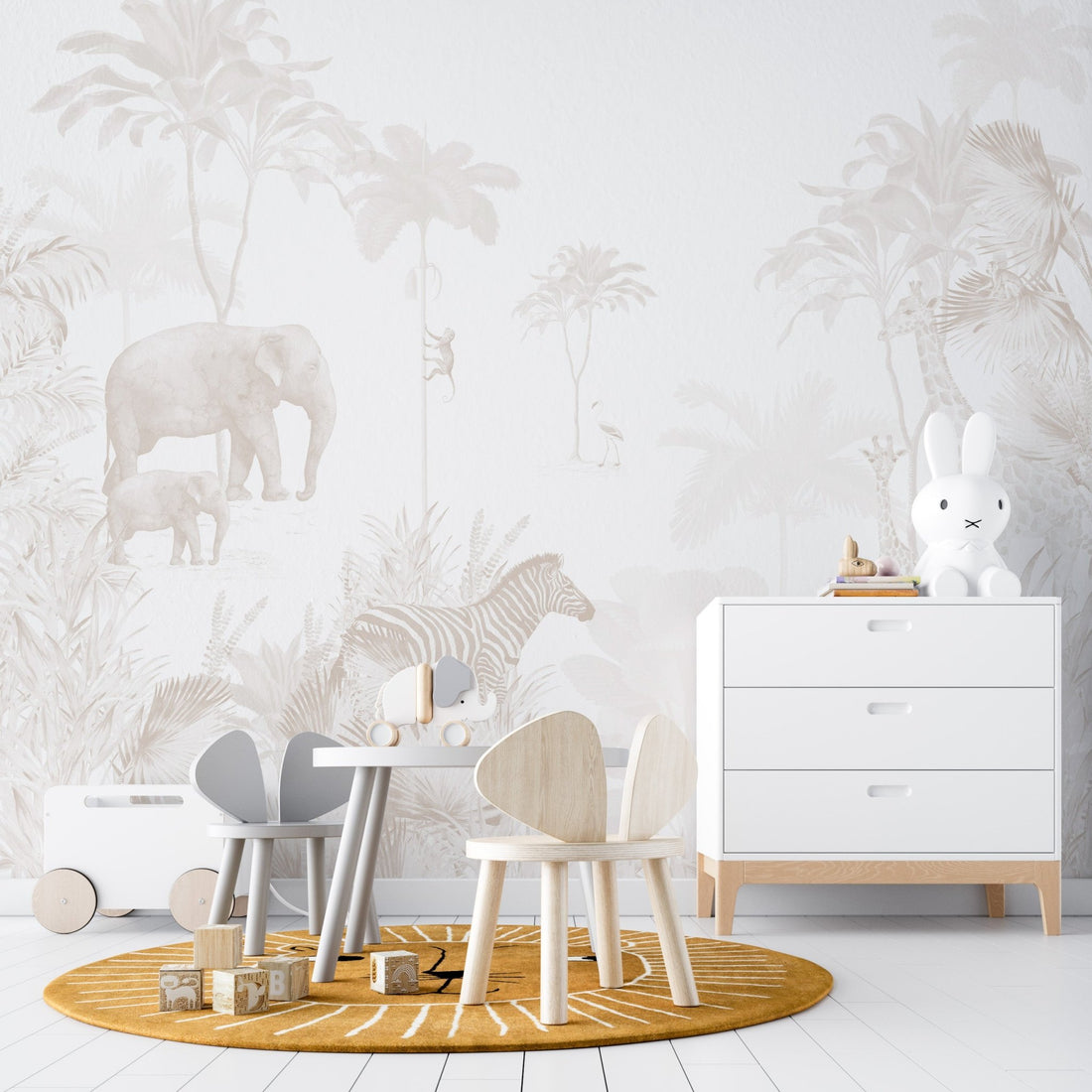 Jungle Wallpaper Mural | Neutral - Munks and Me Wallpaper