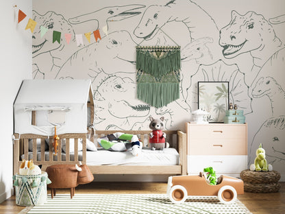 Jurassic Dinosaur Mural Wallpaper  | Sample - Munks and Me Wallpaper