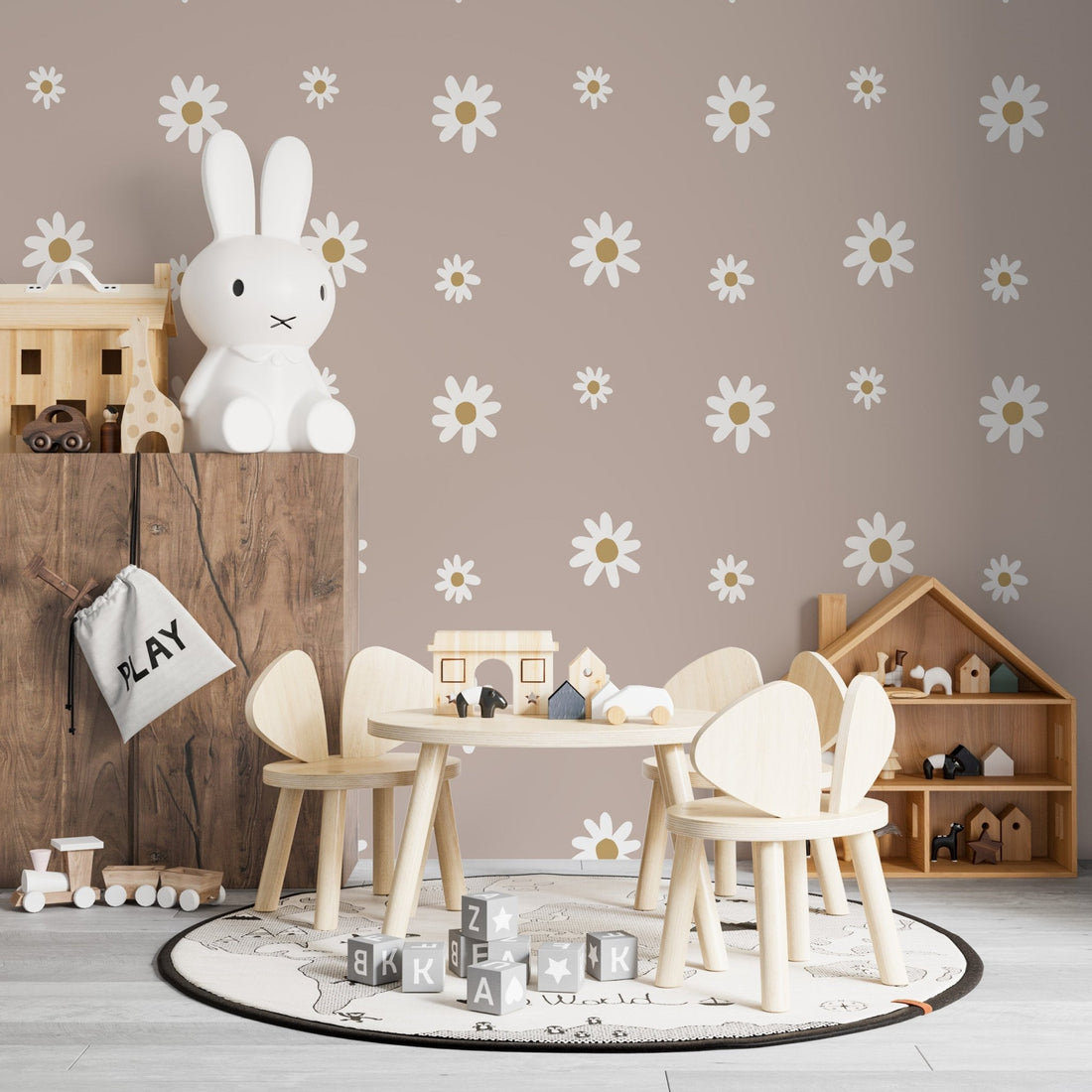 Large Daisy Floral Wallpaper Repeat Pattern - Munks and Me Wallpaper