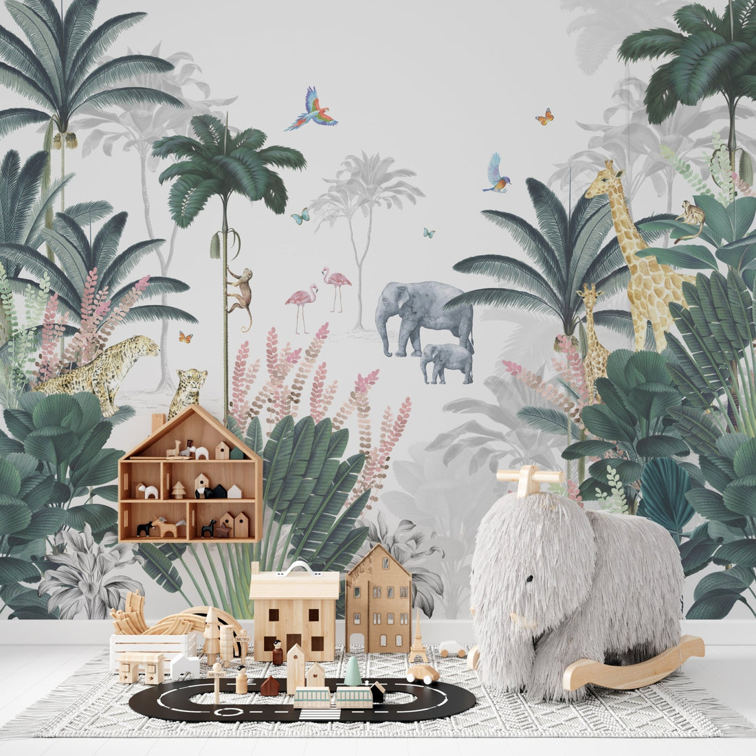 Leopard and Friends Jungle Wallpaper Mural - Munks and Me Wallpaper