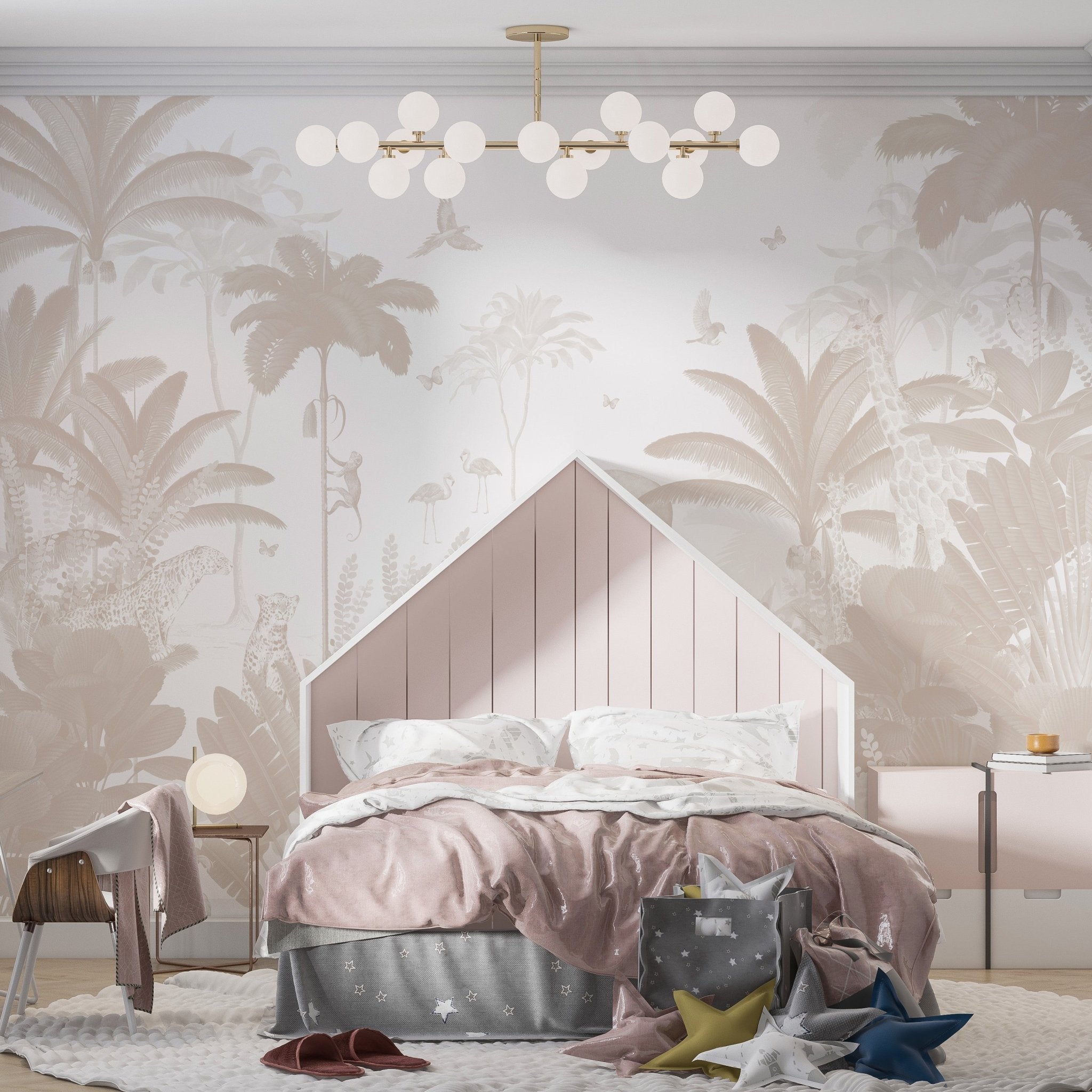 Leopard and Friends Wallpaper Mural | Neutral - Munks and Me Wallpaper