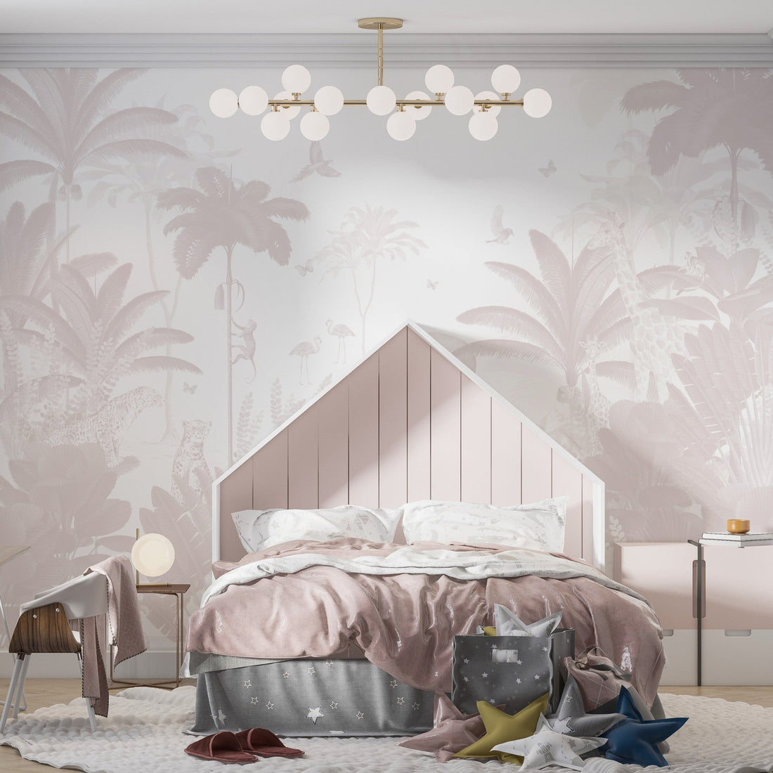 Leopard and Friends Wallpaper Mural | Rose - Munks and Me Wallpaper