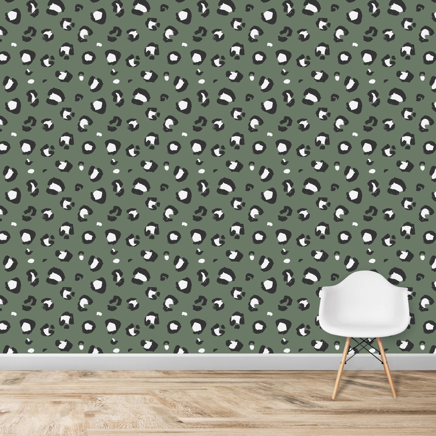 Leopard Print Wallpaper Repeat Pattern | Sage - Munks and Me Wallpaper