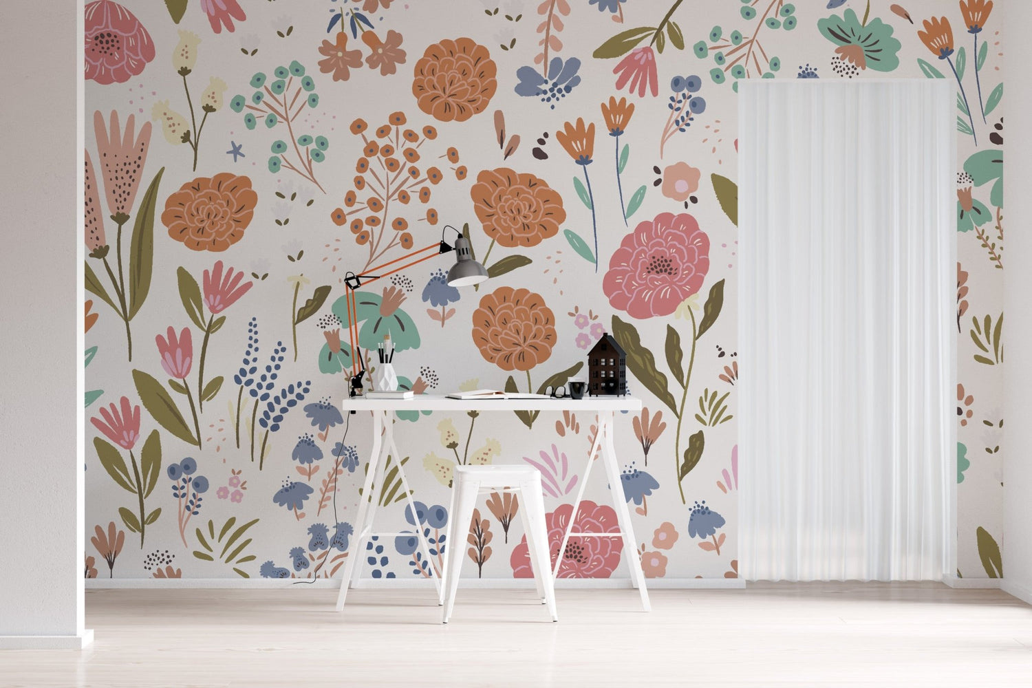 Lila Floral Wallpaper Mural | Sample - Munks and Me Wallpaper