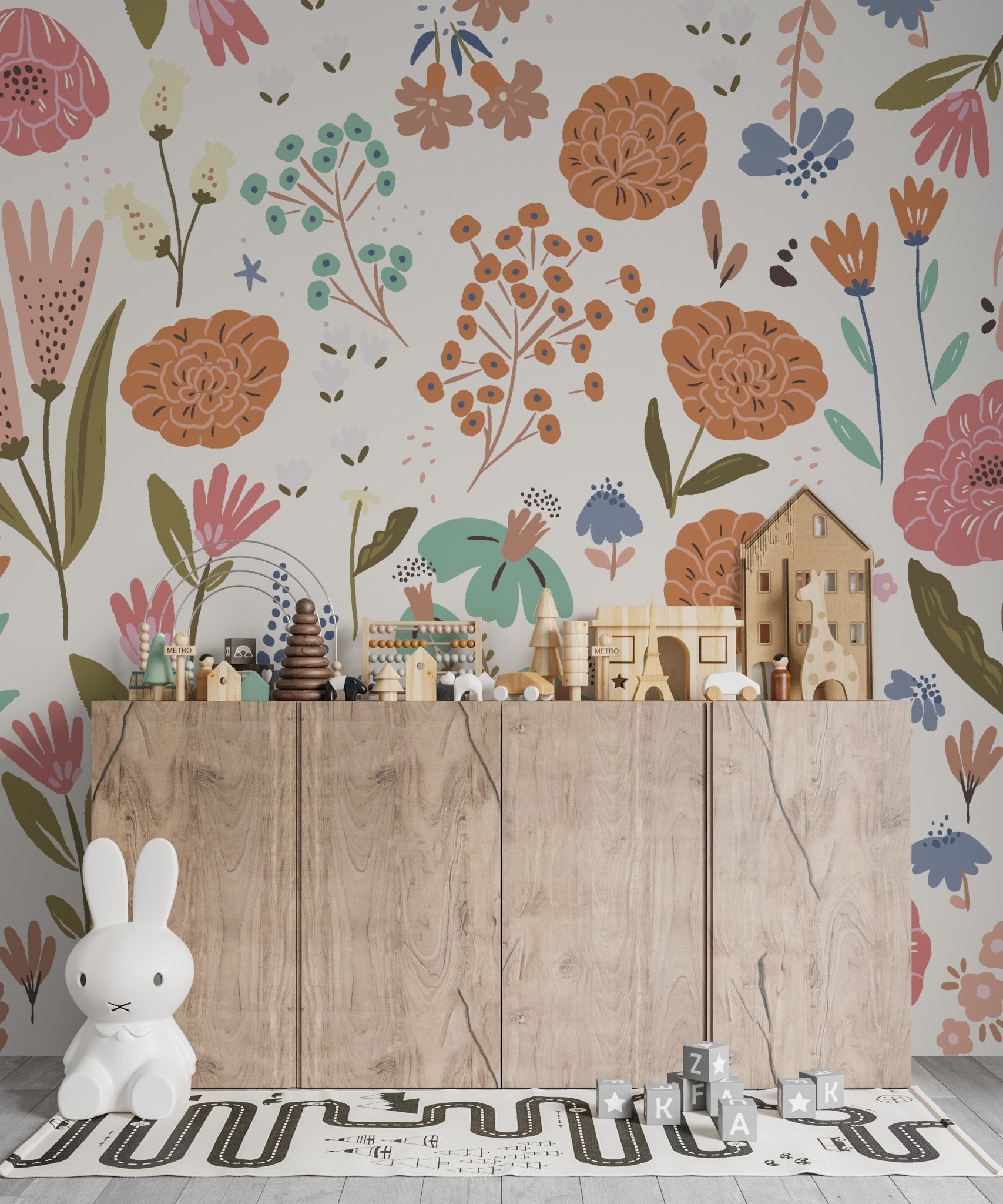 Lila Floral Wallpaper Mural | Sample - Munks and Me Wallpaper