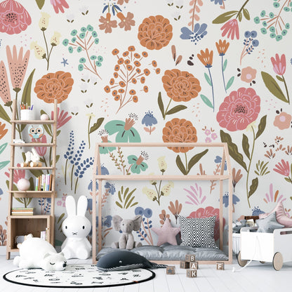 Lila Floral Wallpaper Mural | Sample - Munks and Me Wallpaper