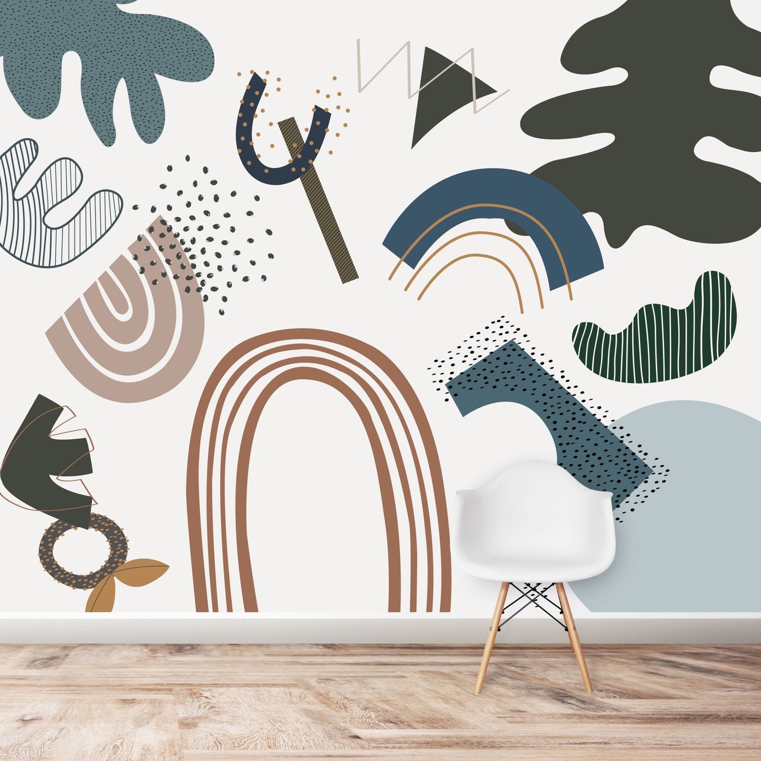 Little Erin Abstract Wallpaper Mural | Blue - Munks and Me Wallpaper