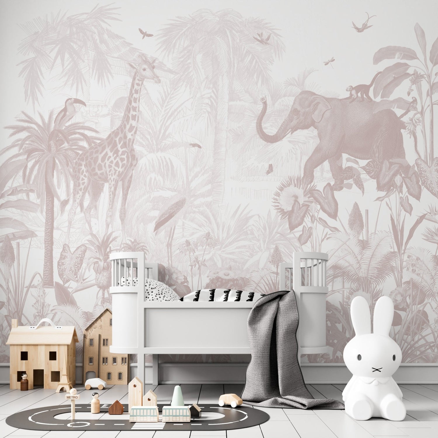 MAGIC JUNGLE WALLPAPER MURAL ROSE | Sample - Munks and Me Wallpaper