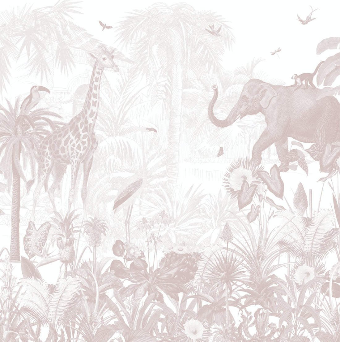 MAGIC JUNGLE WALLPAPER MURAL ROSE | Sample - Munks and Me Wallpaper