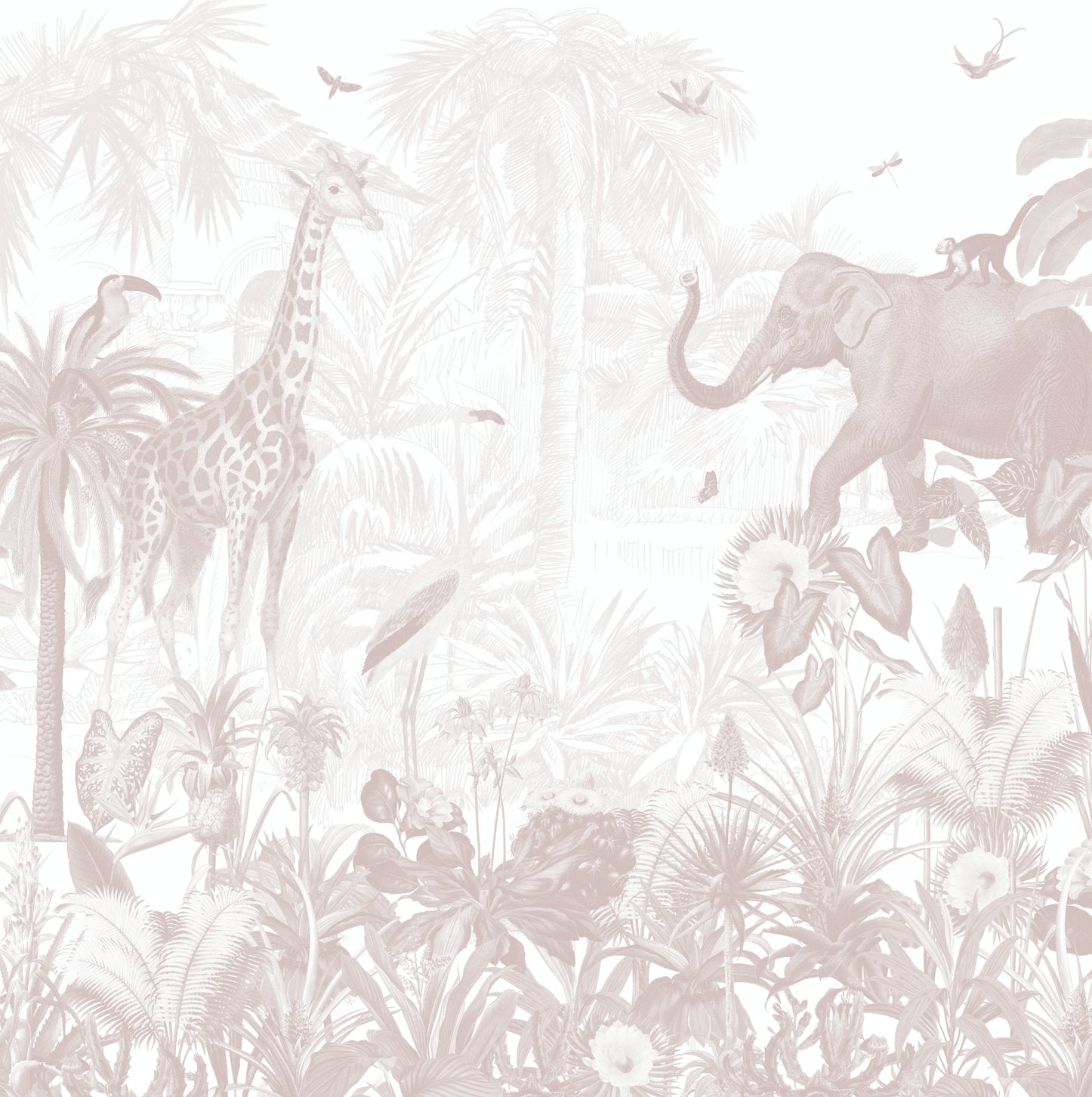 MAGIC JUNGLE WALLPAPER MURAL ROSE | Sample - Munks and Me Wallpaper