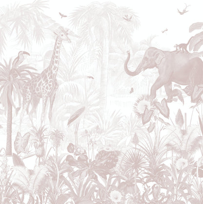 MAGIC JUNGLE WALLPAPER MURAL ROSE | Sample - Munks and Me Wallpaper