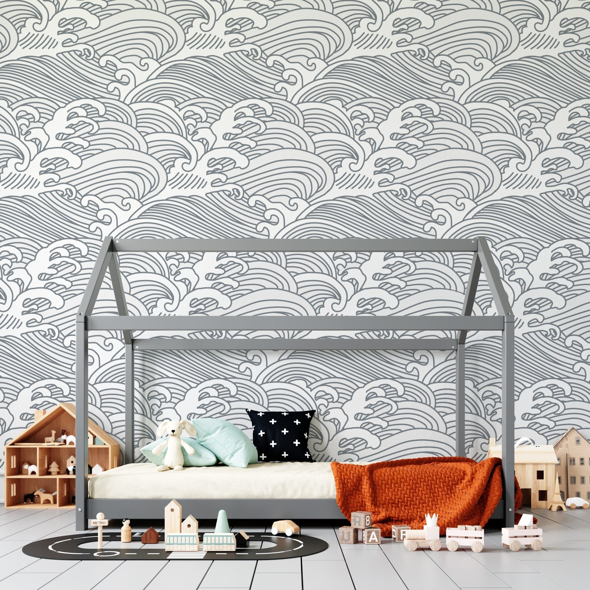 Making Waves Wallpaper Repeat Pattern - Munks and Me Wallpaper