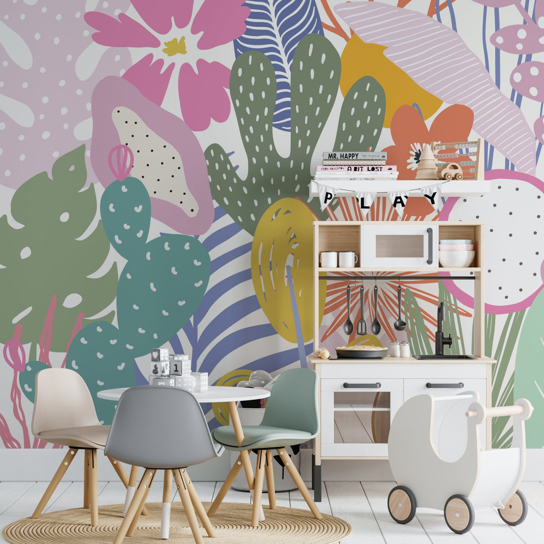 Margot Summer Garden Wallpaper Mural - Munks and Me Wallpaper