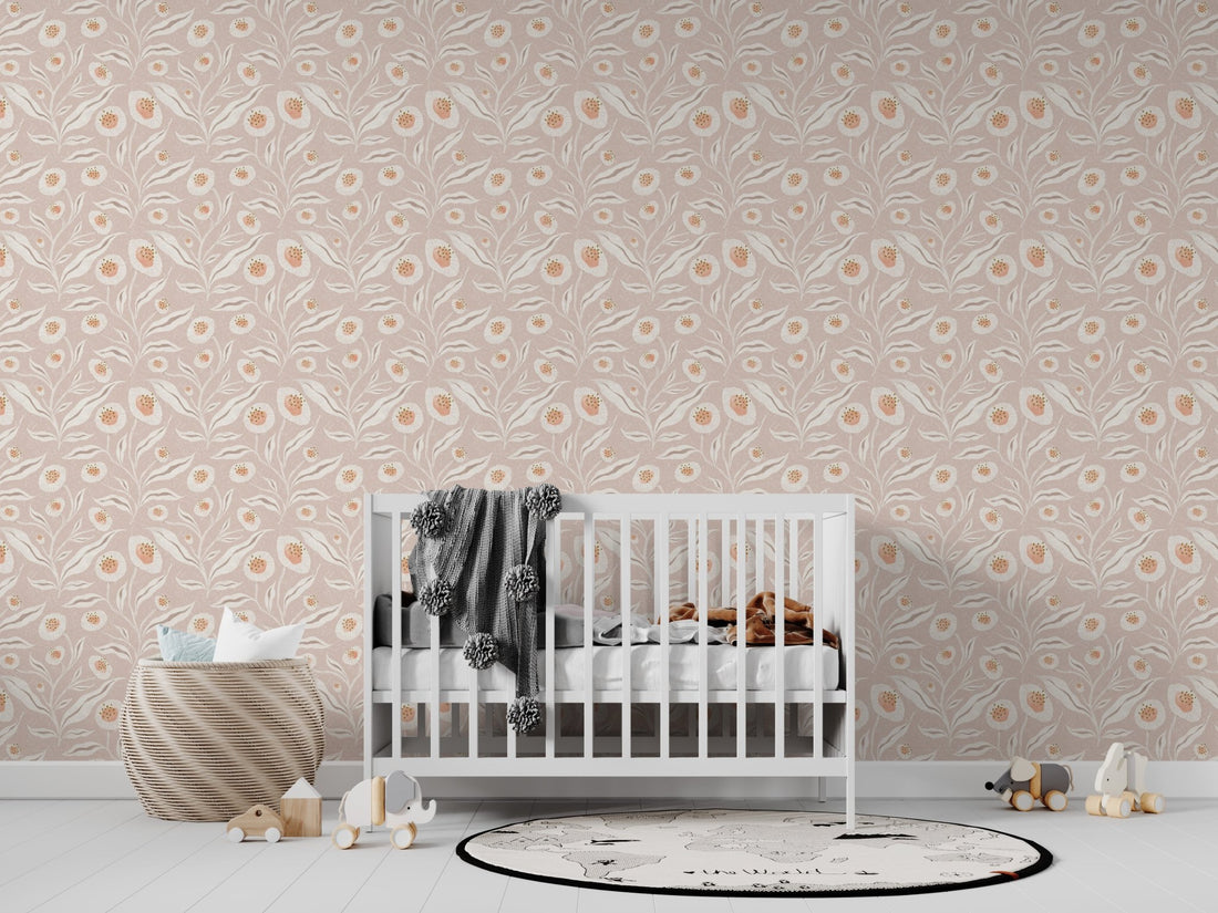 Matlidas Sunflower Wallpaper Repeat Pattern Neutral | Sample - Munks and Me Wallpaper