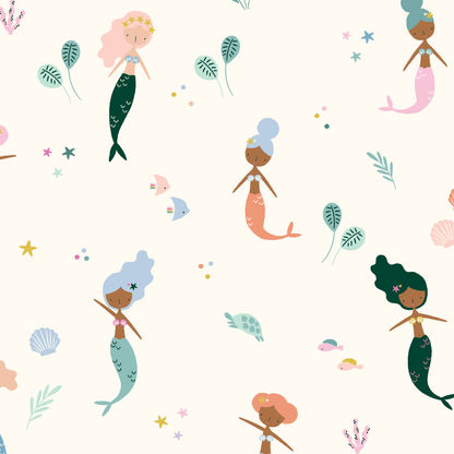 Mermaid Friends Repeat Pattern - Munks and Me Wallpaper