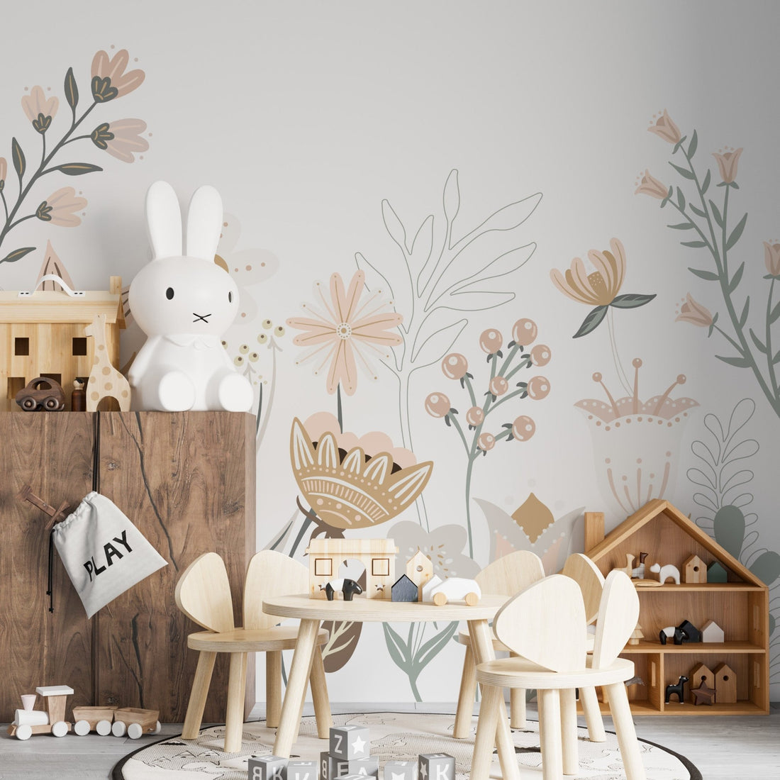 Millie Floral Garden Wallpaper Mural - Munks and Me Wallpaper