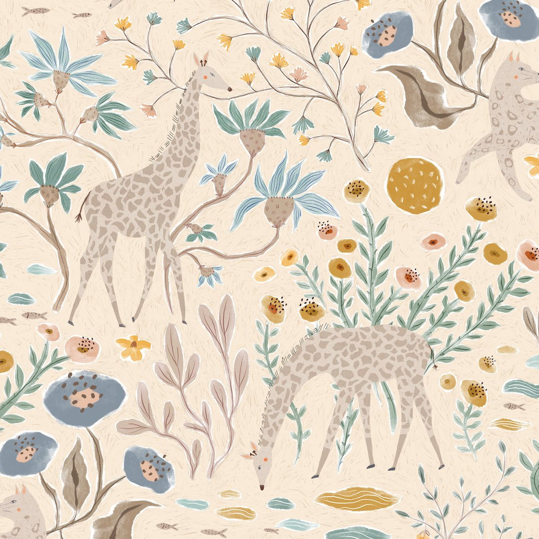 Mils Menagerie Wallpaper Repeat Pattern Desert | Sample - Munks and Me Wallpaper