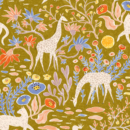 Mils Menagerie Wallpaper Repeat Pattern Gold - Munks and Me Wallpaper