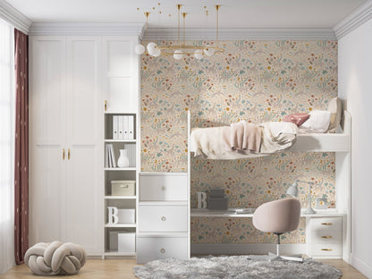 Mils Menagerie Wallpaper Repeat Pattern Rose - Munks and Me Wallpaper