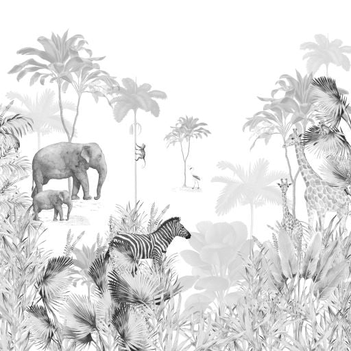 Monochrome Jungle Wallpaper | Sample - Munks and Me Wallpaper